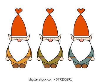 cute cartoon gnome vector character set 