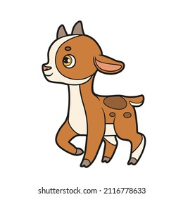 Cute cartoon goat color variation for coloring page on white background