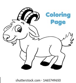 Cute cartoon goat farm animal coloring page vector