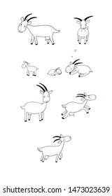 Cute cartoon goat. Farm animals