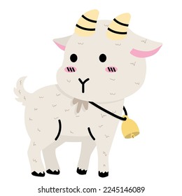 Cute cartoon goat flat animal