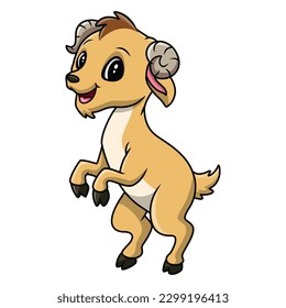 Cute cartoon goat happy stand