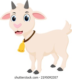 Cute cartoon goat isolated on white background