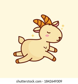 Cute cartoon goat Jump, Kawaii kid goats 