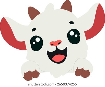 Cute Cartoon Goat Peeking hand drawn