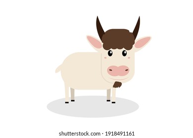Cute cartoon goat vector illustration.