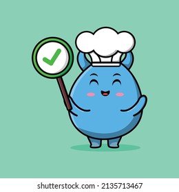 Cute Cartoon Goblin Monster Chef Character Holding Correct Sign