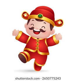 Personagem de Deus da Riqueza do Desenho Animado Bonito - Ano Novo chinês Mascote vetor Ilustração
