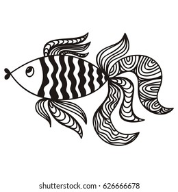 Cute cartoon gold fish. Vector illustration.