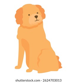 Cute cartoon golden retriever dog sitting and waiting patiently