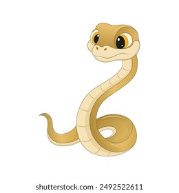 Cute cartoon golden snake character. Vector illustration