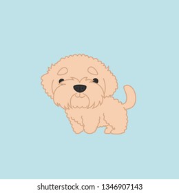 Cute Cartoon Goldendoodle Vector Illustration from Standing from Side