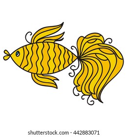 Cute cartoon goldfish. Vector illustration.