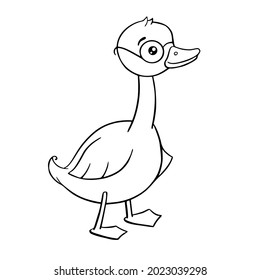 Cute Cartoon Goose Glasses Coloring Page Stock Vector (Royalty Free ...