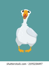 Cute cartoon goose. Vector goose. Farm bird.