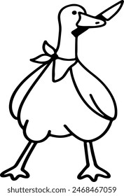 Cute Cartoon Goose Vector Illustration | Minimalist Style