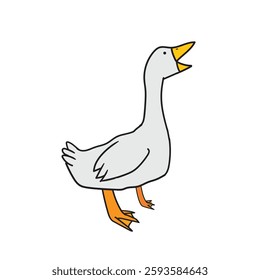 Cute Cartoon Goose with white Background