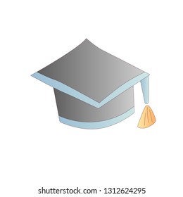 Cute cartoon Graduation cap vector icon. Illustration of graduate hat icon, grey colors. School and college cute illustration of craduation cap