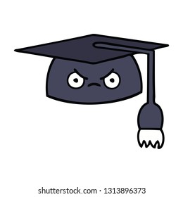 desenho animado bonito de um chapéu de graduação
