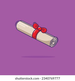 Ilustración vectorial de papel de graduación de dibujos animados. dibujos animados vectoriales aislados. estilo de dibujos animados planos.