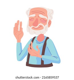 cute cartoon grandpa icon isolated