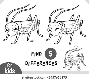 Cute cartoon Grasshopper insect, Find differences educational game for children