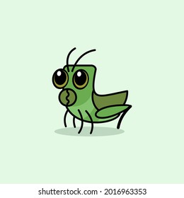 cute cartoon grasshopper vector illustration for children's book logo or mascot