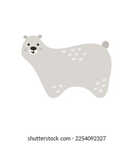 Personajes de osos grises de dibujos animados al estilo escandinavo. Animales dibujados a mano con vectores para huellas infantiles.