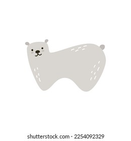 Personajes de osos grises de dibujos animados al estilo escandinavo. Animales dibujados a mano con vectores para huellas infantiles.