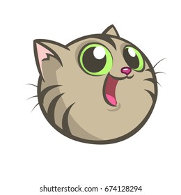 Cute cartoon gray cat head. Vector illustration mascot