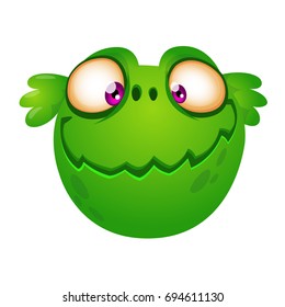 Cute cartoon green alien head. Vector illustration for children book, sticker, print