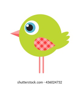 Cute cartoon green bird