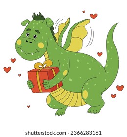 Cute cartoon green dragon symbol of the year 2024