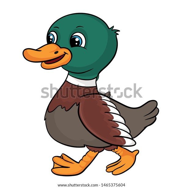 Cute Cartoon Green Duck Vector Illustration Stock Vector (Royalty Free ...