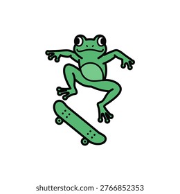 Cute cartoon green frog