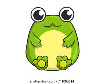Cute Cartoon Green Frog Vector Illustration