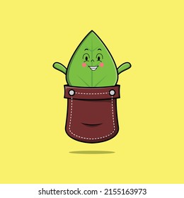 El personaje de la caricatura verde que sale del bolsillo se ve tan feliz en el estilo de las caricaturas 3d
