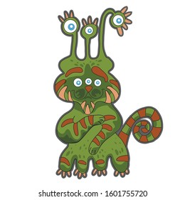 Cute cartoon green monster. illustration for prints on baby clothes.