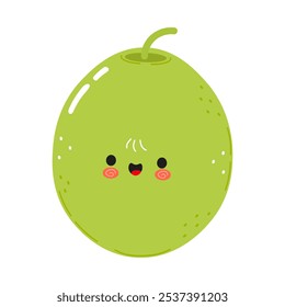 Cute cartoon green olive character with a smiling.. Vector hand drawn cartoon kawaii character illustration icon. Isolated on white background. Green olive character concept