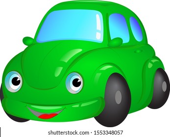 Cute Cartoon Green Passenger Car Urban Stock Vector (Royalty Free ...