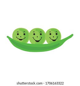 Cute Cartoon Green Pea Vector Illustration Stock Vector (Royalty Free ...