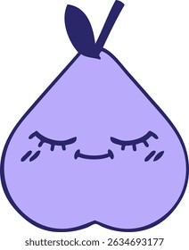 cute cartoon of a green pear in bright neon colors
