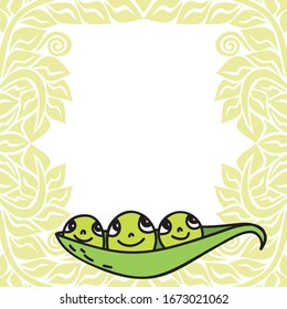 Cute cartoon green peas. Vector illustration
