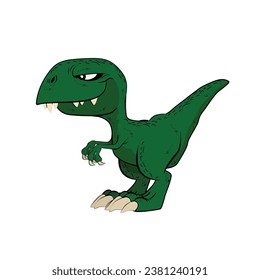 Cute cartoon green t-rex dinosaur, Vector illustration of dinosaurs Tyrannosaurus rex 