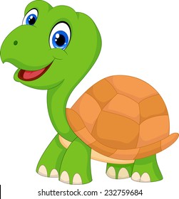 Cute cartoon green turtle