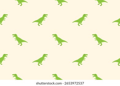 Desenho animado bonito tiranossauro verde padrão sem emenda.