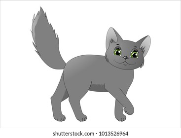 Cute cartoon grey cat