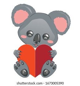 Dibujo de caricatura gris koala diseño de fondo blanco.