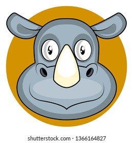 Cute cartoon grey rhino vector illustration on white background