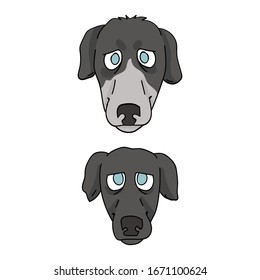 Cute cartoon greyhound breed dog and puppy vector clipart. Pedigree kennel racing hound for dog lovers. Purebred domestic pooch for pet parlor illustration. Isolated fast canine. EPS 10. 